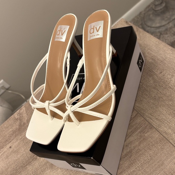 Dolce Vita Cream Strappy Heels - Picture 1 of 2